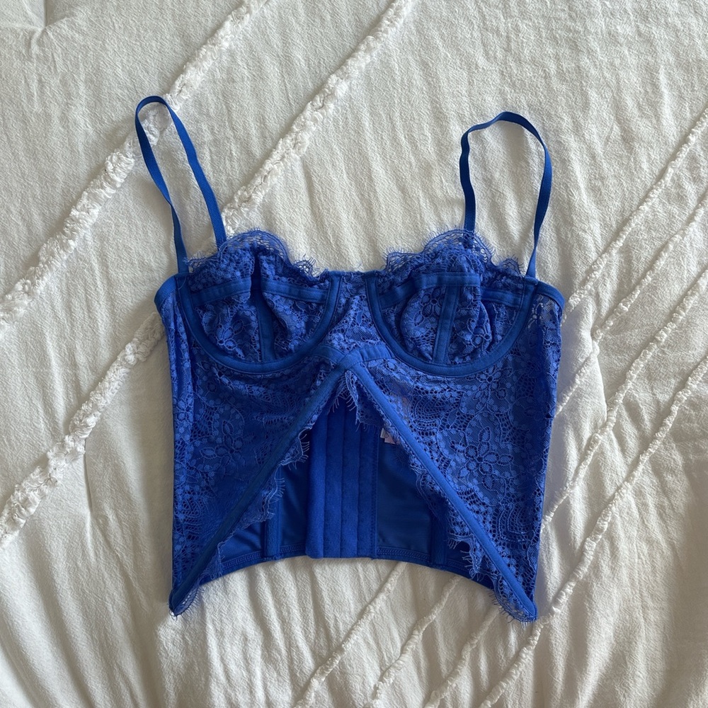 Out From Under Blue Lace Corset Top